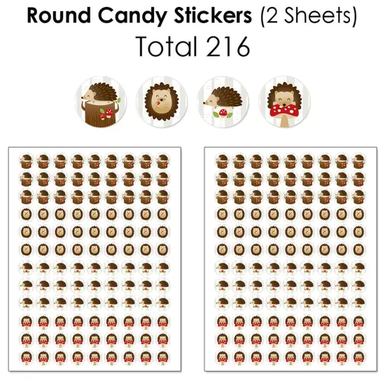 Big Dot of Happiness Forest Hedgehogs - Woodland Birthday Party or Baby Shower Candy Favor Sticker Kit - 304 Pc {6}
