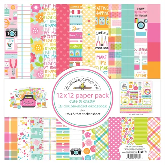 Doodlebug Double-Sided Paper Pack 12"X12" 12/Pkg-Cute & Crafty {1}