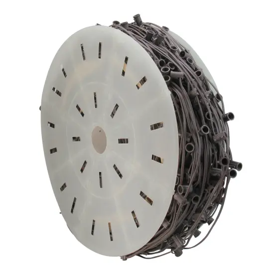 Vickerman Commercial C7 Christmas Light Socket Set Spool - 12" Spacing - Brown Wire - 1000' {3}