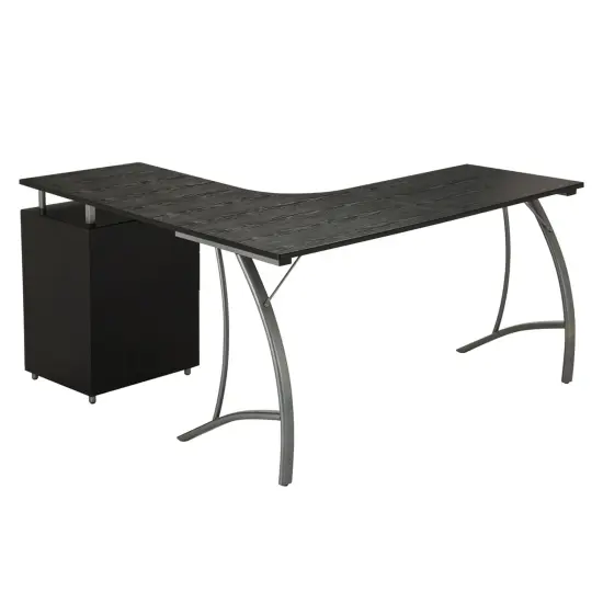 Techni Office Solutions 59" Espresso Brown Unique Techni Mobili Modern L-Shaped Computer Desk with Cabinet and Storage {3}
