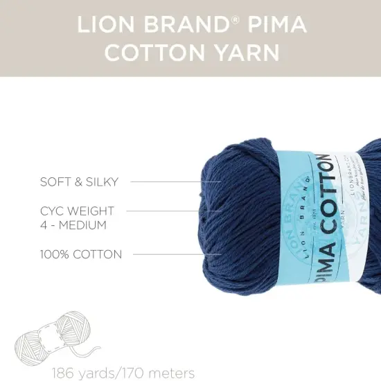 (Pack of 3) Lion Brand Pima Cotton Yarn-Blueprint {3}