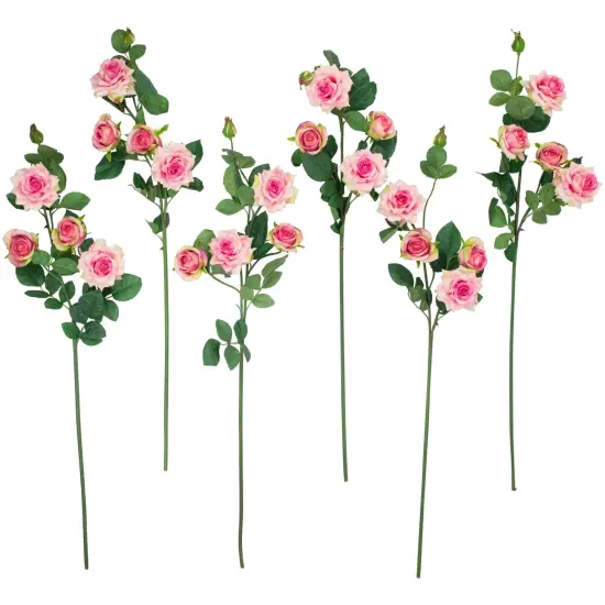 Northlight Real Touch™ Coral Pink Artificial Rose Floral Sprays, Set of 6 - 35" {1}