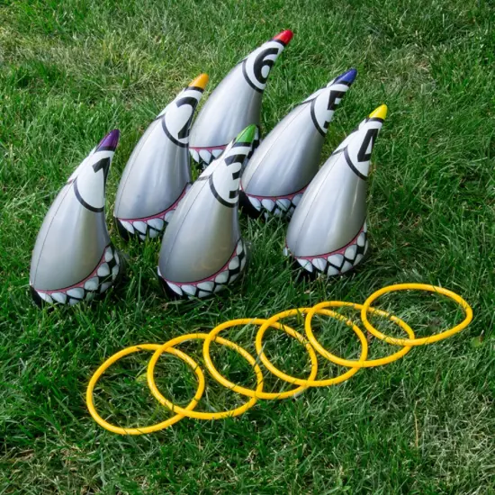 Swim Central Set of 6 Silver Ring Toss Swimming Pool and Backyard Game 11" {3}