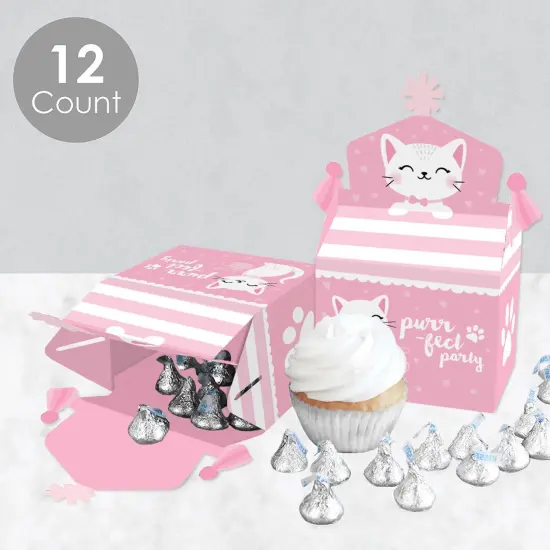 Big Dot of Happiness Purr-fect Kitty Cat - Treat Box Party Favors - Kitten Meow Baby Shower or Birthday Party Goodie Gable Boxes - Set of 12 {4}