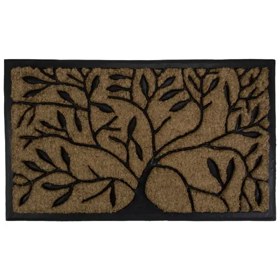 Northlight Tree of Life Rectangular Coir Door Mat 29.5" x 17.75" Brown {1}