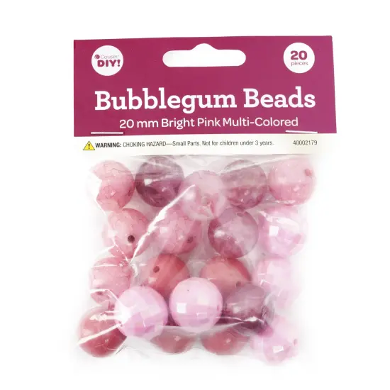 CousinDIY Bubblegum Bead 20mm 20/Pkg-Bright Pink {1}