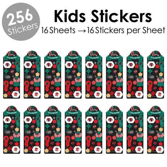 Big Dot of Happiness Christmas Pajamas - Holiday Plaid PJ Party Favor Kids Stickers - 16 Sheets - 256 Stickers {3}