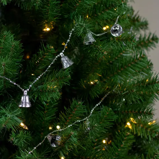 Northlight Shiny Bell Beaded Artificial Christmas Garland - 9' x 1.5" - Silver - Unlit {3}