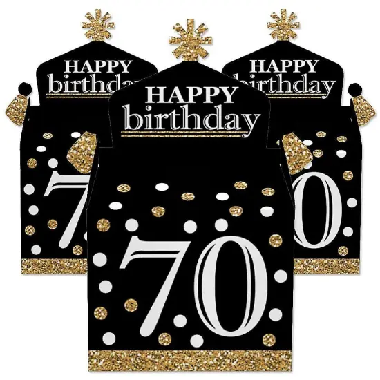 Big Dot of Happiness Adult 70th Birthday - Gold - Treat Box Party Favors - Birthday Party Goodie Gable Boxes - Set of 12 {3}