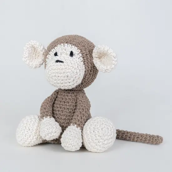 Hoooked Amigurumi DIY Kit W/Eco Barbante Yarn-Monkey Mace - Taupe {1}