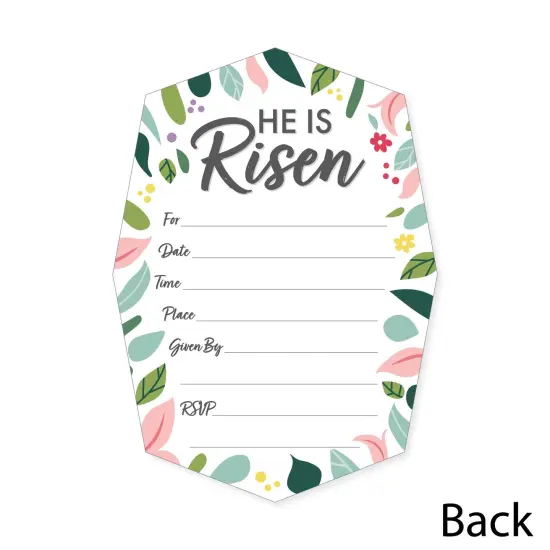 Big Dot of Happiness Religious Easter - Shaped Fill-In Invitations - Christian Holiday Party Invitation Cards with Envelopes - Set of 12 {6}