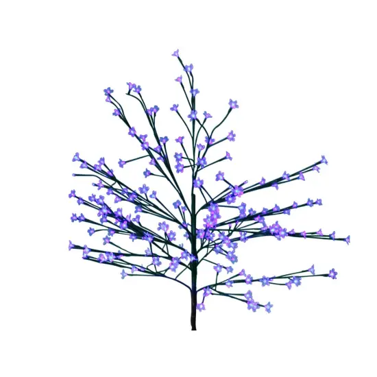 Northlight LED Lighted Japanese Sakura Blossom Artificial Flower Tree &ndash; 6' - Blue Lights Black {3}