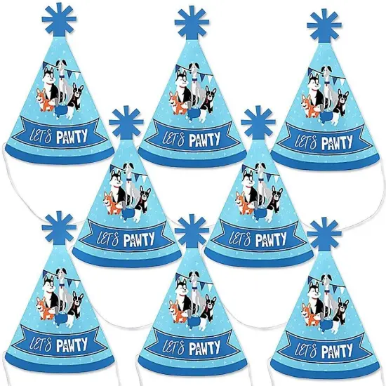 Big Dot of Happiness Pawty Like a Puppy - Mini Cone Dog Baby Shower or Birthday Party Hats - Small Little Party Hats - Set of 8 {1}