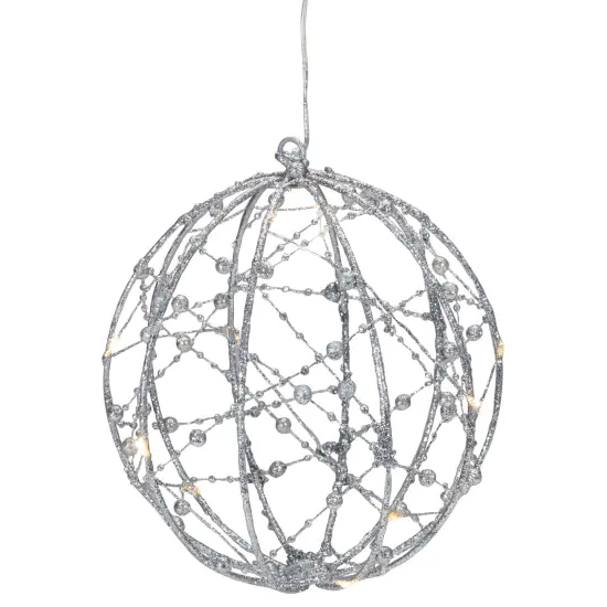 Northlight LED Lighted Silver Wire Christmas Ball Decoration - Warm White Lights - 8" {1}