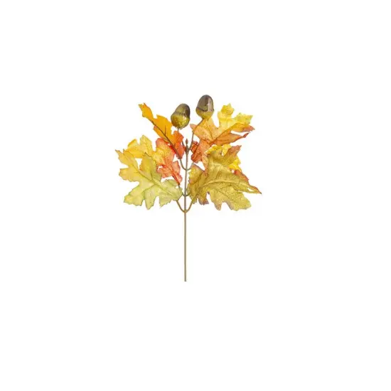 Darice 9.5" Orange and Yellow Oak Leaves and Acorns Artificial Autumn Pick {1}