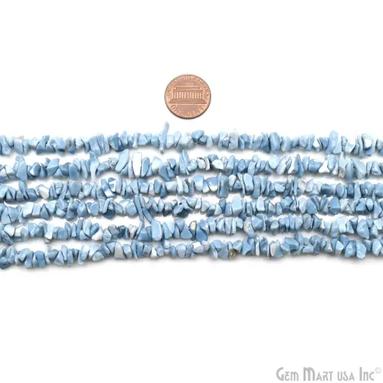 Blue Opal Chip Beads, 34 Inch, Natural Chip Strands, Drilled Strung Nugget Beads, 3-7mm, Polished, GemMartUSA (CHOB-70001) {3}
