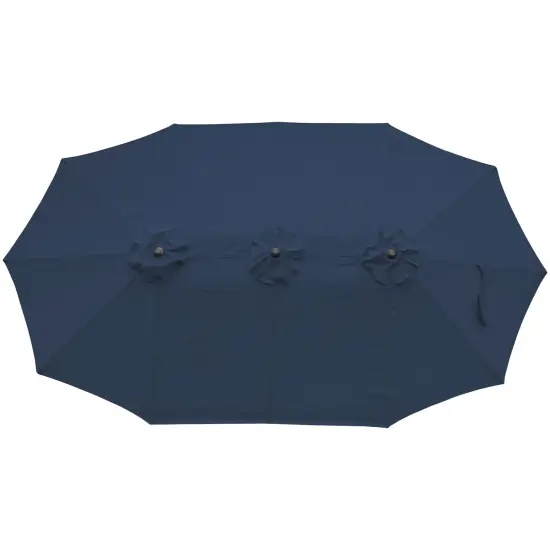 Northlight 15' Outdoor Patio Market Umbrella with Hand Crank, Navy Blue {4}