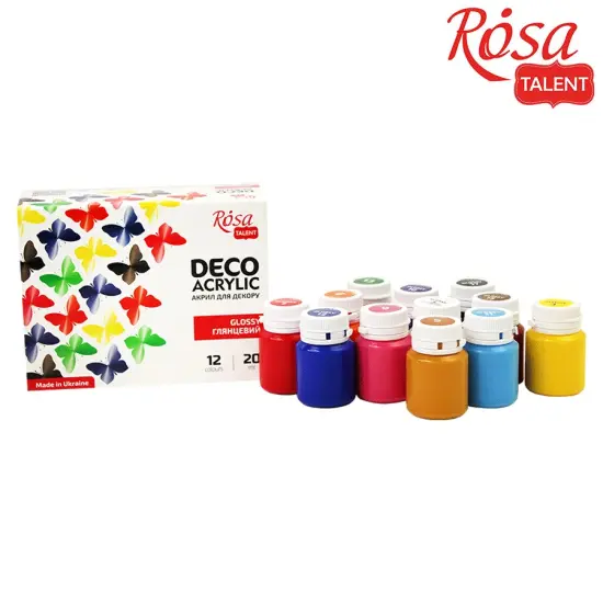 Glossy Acrylic paint for decor set, 12*20ml ROSA TALENT {3}