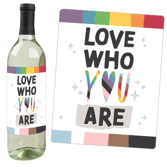 Big Dot of Happiness So Many Ways to Be Human - Pride Party Decorations for Women and Men - Wine Bottle Label Stickers - Set of 4 {6}