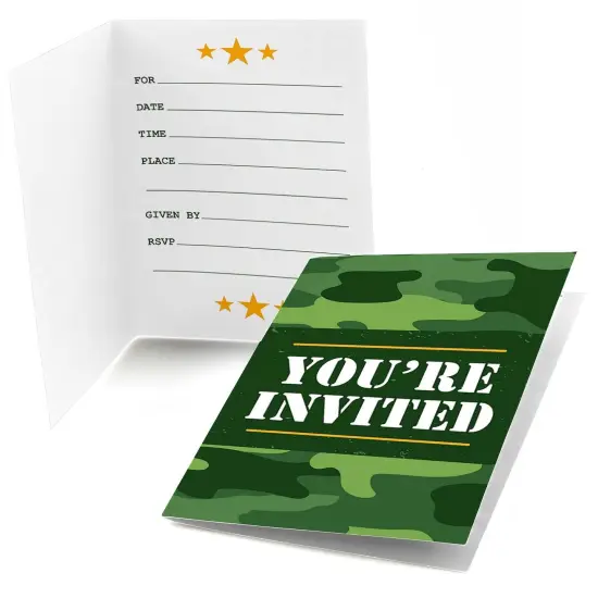 Big Dot of Happiness Camo Hero - Fill In Army Military Camouflage Party Invitations (8 count) {1}