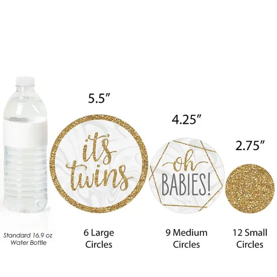 Big Dot of Happiness It's Twins - Gold Twins Baby Shower Giant Circle Confetti - Party Decorations - Large Confetti 27 Count {4}