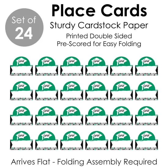 Big Dot of Happiness Green Grad - Best is Yet to Come - Green Graduation Party Tent Buffet Card - Table Setting Name Place Cards - Set of 24 {7}