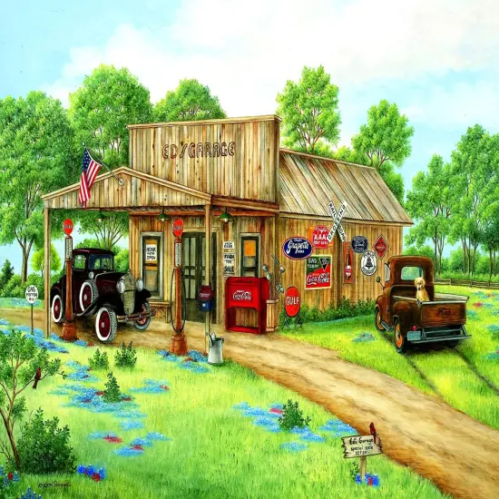 Sunsout Ed's Garage 550 pc Jigsaw Puzzle 58213 {1}