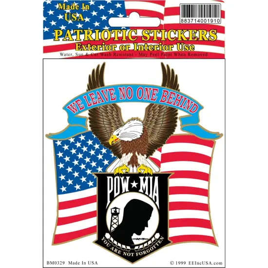 U.S Military Sticker with the American Flag and Bald Eagle and POW MIA symbol {1}