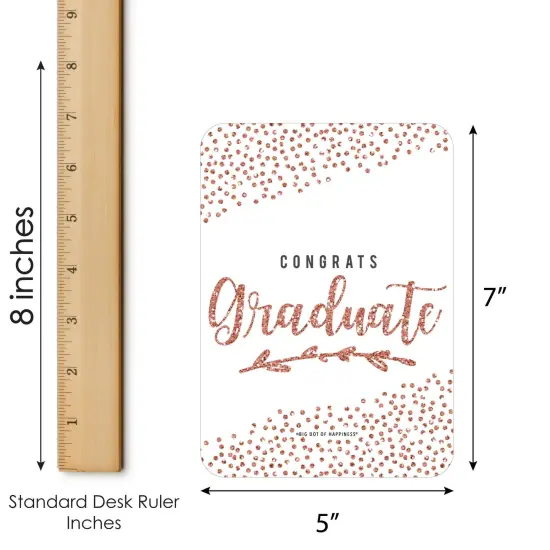 Big Dot of Happiness Rose Gold Grad - Bingo Cards and Markers - Graduation Party Shaped Bingo Game - Set of 18 {6}