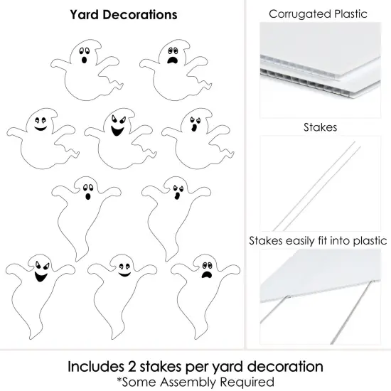 Big Dot of Happiness Spooky Ghost - Ghost Shape Lawn Decoration Signs - Outdoor Halloween Yard Decorations - 10 Piece {7}