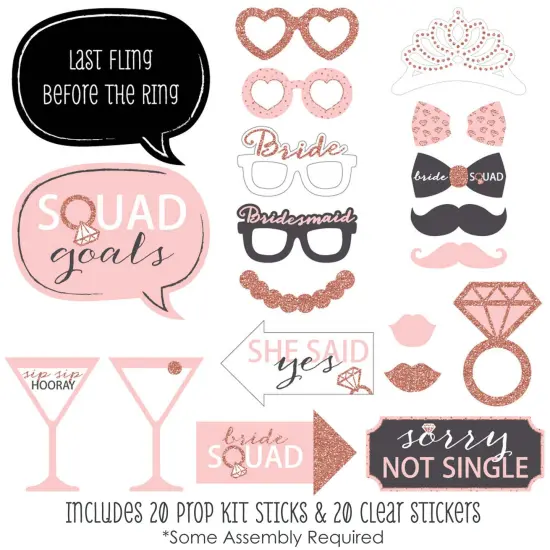 Big Dot of Happiness Bride Squad - Rose Gold Bridal Shower or Bachelorette Party Photo Booth Props Kit - 20 Count {3}