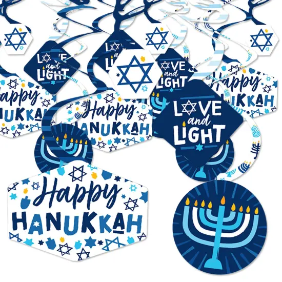 Big Dot of Happiness Hanukkah Menorah - Chanukah Holiday Party Hanging Decor - Party Decoration Swirls - Set of 40 {1}