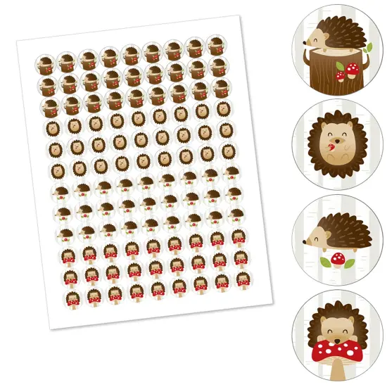 Big Dot of Happiness Forest Hedgehogs - Woodland Birthday Party or Baby Shower Round Candy Sticker Favors - Labels Fits Chocolate Candy 108 Ct {3}