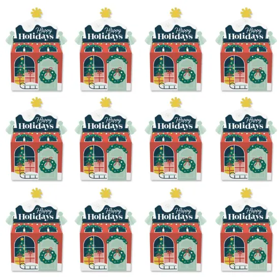Big Dot of Happiness Christmas Village - Treat Box Party Favors - Holiday Winter Houses Goodie Gable Boxes - Set of 12 {6}