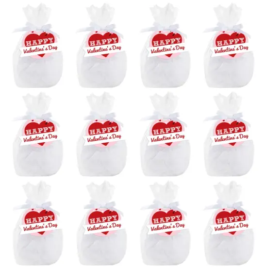 Big Dot of Happiness Conversation Hearts - Valentine&rsquo;s Day Party Clear Goodie Favor Bags - Treat Bags With Tags - Set of 12 {7}