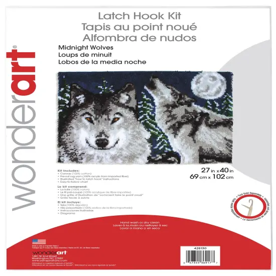 Wonderart Latch Hook Kit 27"X40"-Midnight Wolves {3}