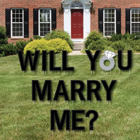Big Dot of Happiness Will You Marry Me? - Yard Sign Outdoor Lawn Decorations - Marriage Proposal Yard Signs {1}