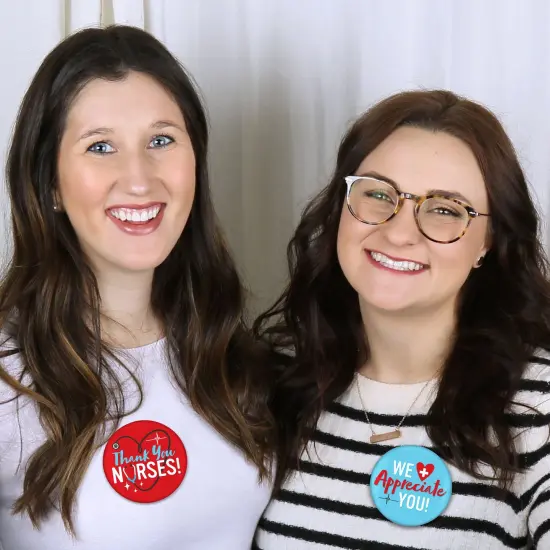 Big Dot of Happiness Thank You Nurses - 3 inch Nurse Appreciation Week Badge - Pinback Buttons - Set of 8 {6}