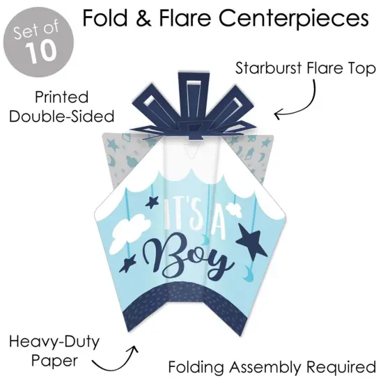 Big Dot of Happiness It's a Boy - Table Decorations - Blue Baby Shower Fold and Flare Centerpieces - 10 Count {4}
