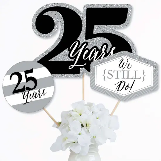 Big Dot of Happiness We Still Do - 25th Wedding Anniversary - Anniversary Party Centerpiece Sticks - Table Toppers - Set of 15 {3}