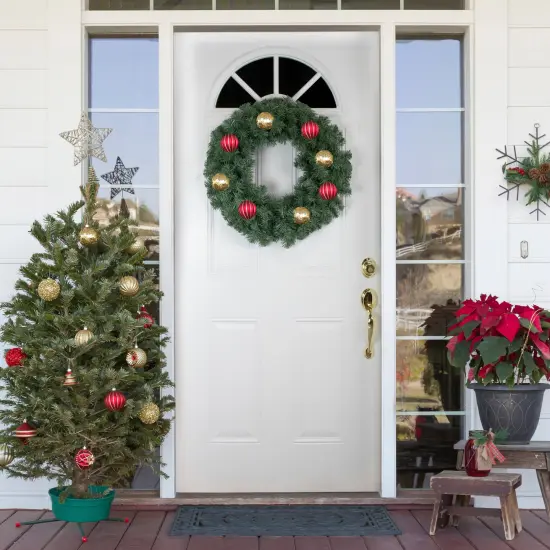 Northlight Colorado Blue Spruce Artificial Christmas Wreath - 24" - Unlit Green {3}