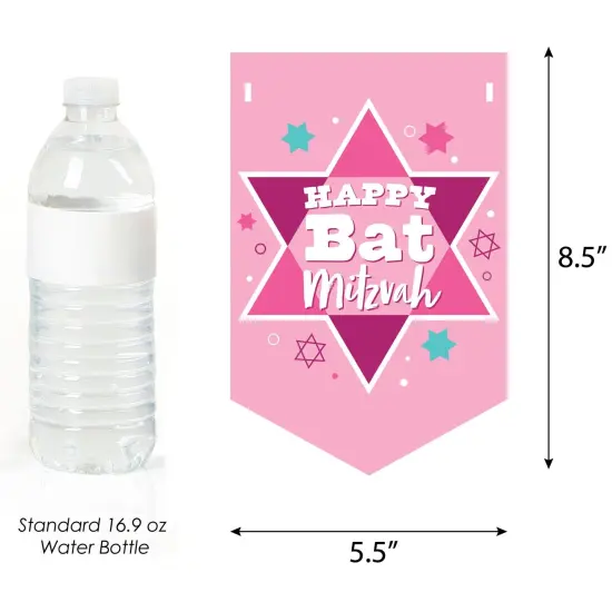 Big Dot of Happiness Pink Bat Mitzvah - Girl Party Bunting Banner - Party Decorations - Happy Bat Mitzvah {3}