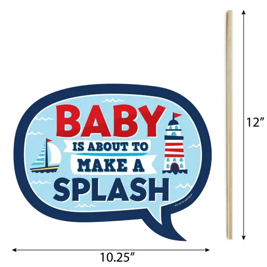 Big Dot of Happiness Funny Ahoy It's a Boy - Nautical Baby Shower Photo Booth Props Kit - 10 Piece {6}
