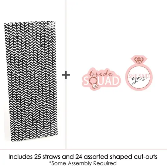 Big Dot of Happiness Bride Squad - Paper Straw Decor - Rose Gold Bridal Shower or Bachelorette Party Striped Decorative Straws - Set of 24 {4}