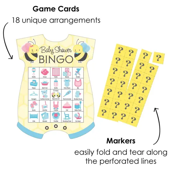 Big Dot of Happiness What Will it Bee - Picture Bingo Cards and Markers - Gender Reveal Shaped Bingo Game - Set of 18 {3}