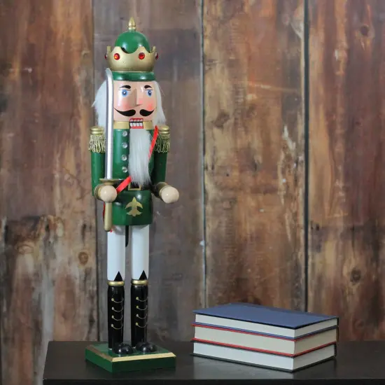 Northlight 24" Green and Gold Christmas Nutcracker King with Sword {3}