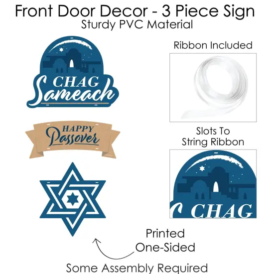 Big Dot of Happiness Happy Passover - Hanging Porch Pesach Jewish Holiday Party Outdoor Decorations - Front Door Decor - 3 Piece Sign {6}