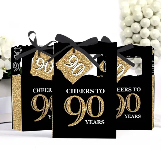 Big Dot of Happiness Adult 90th Birthday - Gold - Birthday Party Favor Boxes - Set of 12 {4}