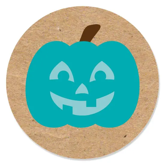 Big Dot of Happiness Teal Pumpkin - Halloween Allergy Friendly Trick or Trinket Circle Sticker Labels - 24 Count {1}