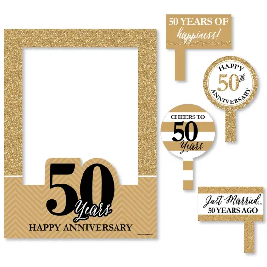 Big Dot of Happiness We Still Do - 50th Wedding Anniversary Selfie Photo Booth Picture Frame & Props - Printed on Sturdy Material {7}